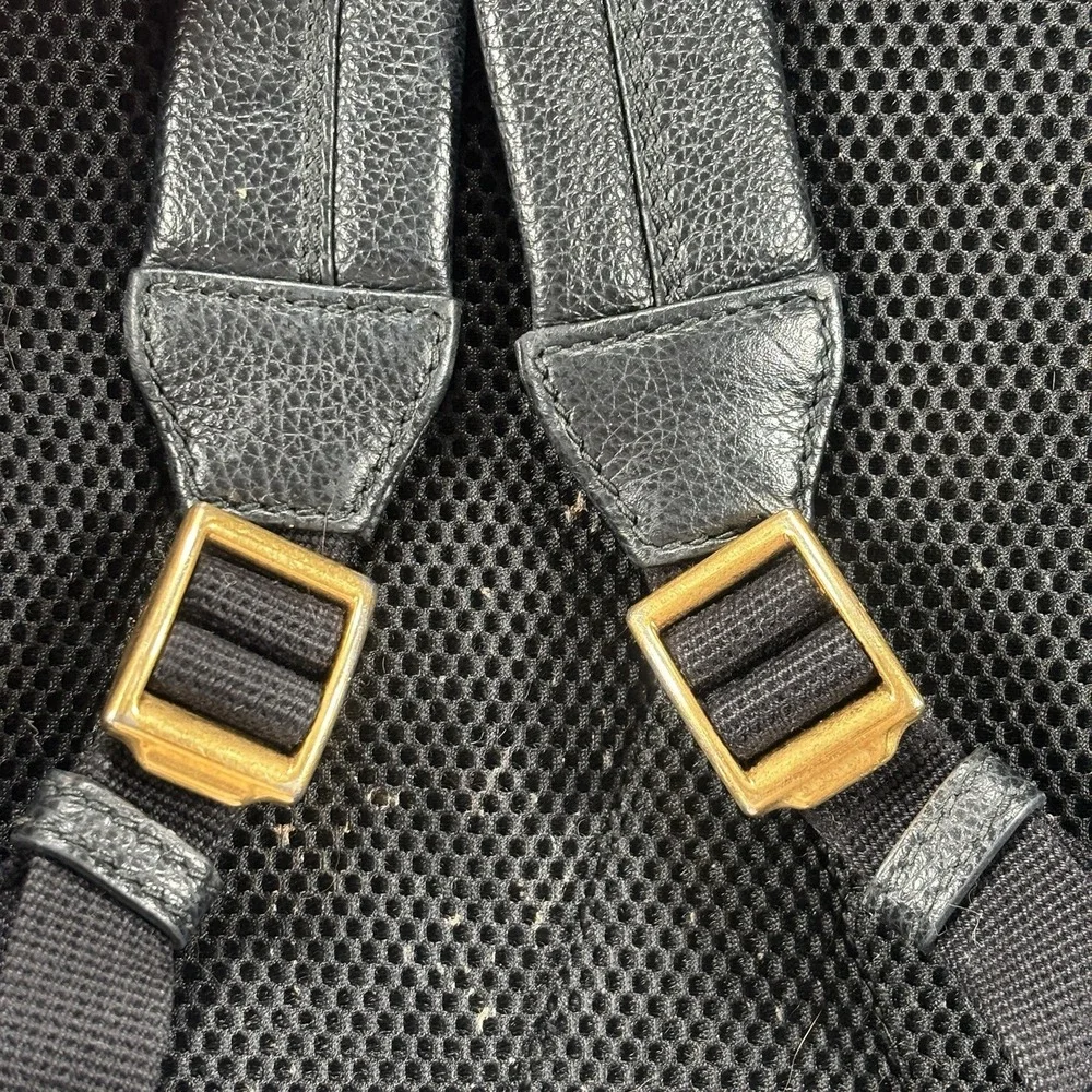 Gucci Black Leather Backpack Vintage Web Logo Front Pocket